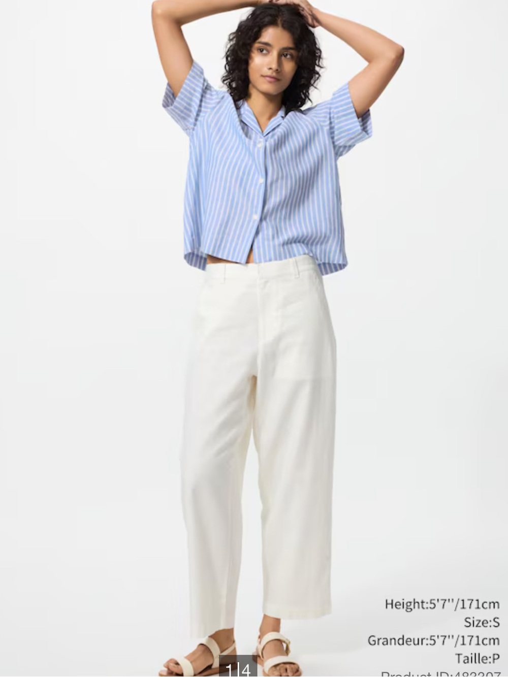 Uniqlo White Wide-Leg Cropped Pants